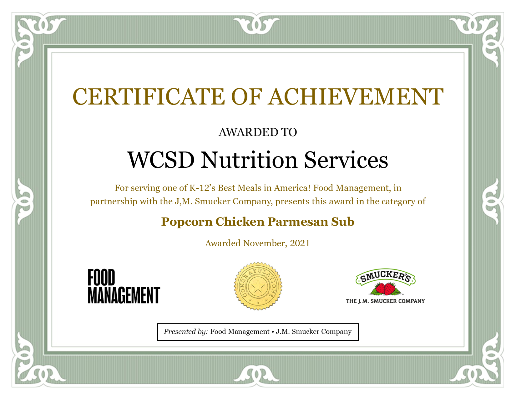 Food Management Award 2021